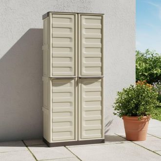 Dmora Armario Exterior O Interior, 2 Puertas Y 3 Estantes De Polipropileno, 100% Made In Italy, 70x39h165 Cm, Color Beige - Dmora