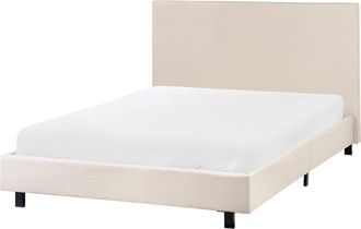 Beliani Cama Con Cabecero Peque&ntilde;a Moderna De Tela 120 X 200 Cm Con Colch&oacute;n Beige Albi