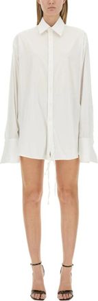 Peter Do Trekkoordshirt in viscose katoenmix - Dames - Overhemden - Wit - S - Katoen - Overhemden