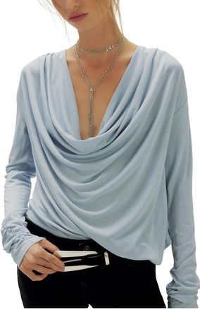 Free People Jane Cowl Neck Long Sleeve Top in Grey Dawn at Nordstrom, Size X-Small