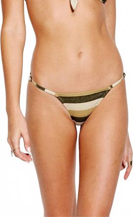 Seafolly Sunset Stripe Rio Bikini Bottom In Lurex Gold