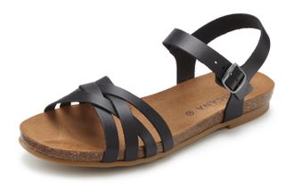 Lascana Sandale »Sandalette, Sommerschuh« aus Leder mit komfortablem Korkfussbett