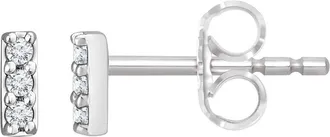 Diamond2Deal 14K Gold.05ct Lab-Grown Diamond Bar Stud Earrings Clarity SI, Color G-H