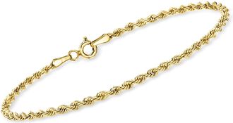 Ross-Simons Italian 2.1mm 10kt Yellow Gold Rope-Chain Bracelet
