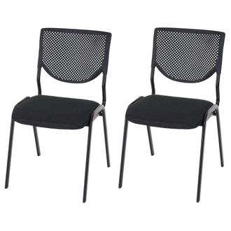 Hhg Hhg - Lote De 2 Sillas De Visita T401, Silla De Conferencia Apilable, Tela/textil, Asiento Negro, Pies Negros