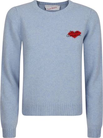 Giada Benincasa Heartbeat Crewneck Heart Embroidered Sweater