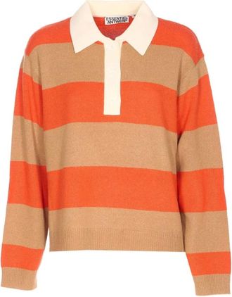 Essentiel Truien & Vesten, Dames, Veelkleurig, S, Jarn Striped Applique Patch Polo