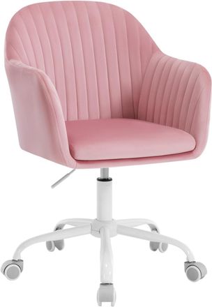 Woltu Woltu - Silla De Oficina Ergon&oacute;mica Acolchada De Terciopelo Escritorio Giratoria Con Ruedas Altura Regulable, Rosa