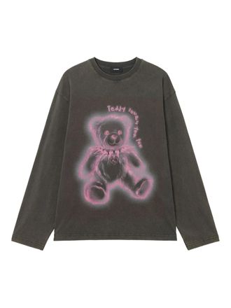 We11done teddy-graphic T-shirt - women - Cotton - M - Grey