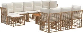 vidaXL Conjunto De Sof&aacute;s De Jard&iacute;n 11 Uds. Natural Y Crema Vidaxl