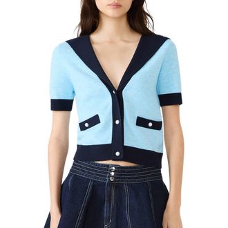 Steve Madden Aden Crop Sailor Sweater in Surf Blue at Nordstrom, Size X-Small