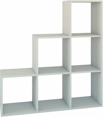 Hucoco Hucoco - Salerno Estanter&iacute;a Escalera Contempor&aacute;nea 6 Nichos/compartimentos/cubos 30x115x115 Cm Biblioteca Moderna Armario De Almacenamiento