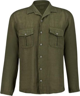 120% Lino Hombre, Camisas, Verde, Talla: M