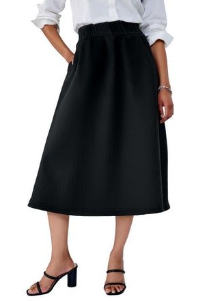 Jessica London Comfort Waist Stretch Denim Swing Skirt in Black at Nordstrom, Size 18