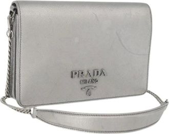 Prada Pre-owned Cross Body Bags, female, Gray, Size: ONE SIZE Pre-owned Vintage Shoulder Bag