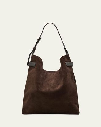 Brunello Cucinelli Essence Large Suede Hobo Bag