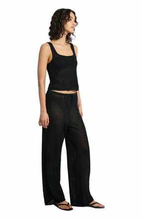Onia Linen Knit Drawstring Pant in Black at Nordstrom, Size Small L