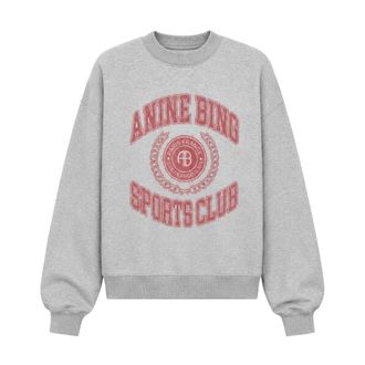 Anine Bing Miles Sweatshirt Collegiate - Dames - Sweatshirts - Grijs - S - Katoen - Hoodies & sweatvesten