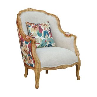 Robin des Bois Sill&oacute;n berg&egrave;re de madera y lino estampado con motivos lino