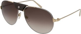 Cartier Santos de Cartier Brown Pilot Mens Sunglasses CT0038S 004 59