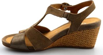 Gabor 82.864.41 Wedge Sandaal - Dames - Sleehakken - Grijs - 42 EU - Leer - Schoenen
