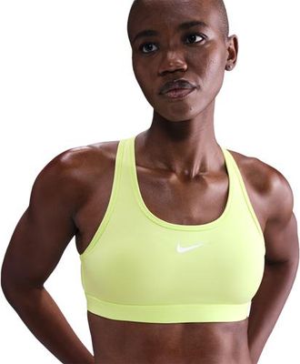 Nike Womens Dri-FIT Swoosh Medium Support Bra - Stone Mauve/Lt Lemon Twist/White Size XXL