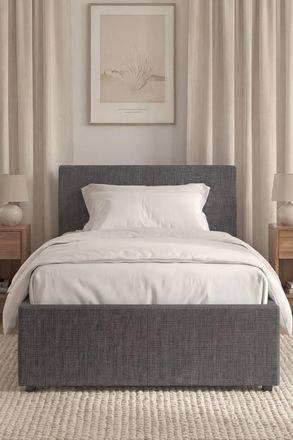 Home Discount Vida Designs Veronica Single Ottoman Storage Bed & Spring Mattress in Dark Grey | Size: Single