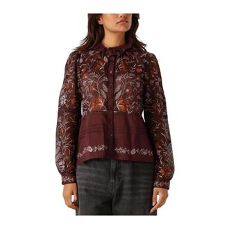 Antik Batik Overhemden, Dames, Rood, XS, Katoen, Arima Blouse