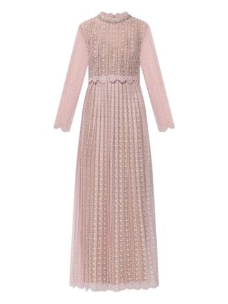 Self Portrait open-work long-sleeve dress - Pink