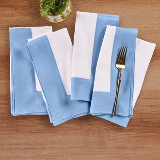 Solino Home Linen Dinner Napkins - Contempo, 20 x 20 in Cornflower Blue And White at Nordstrom, Size Large