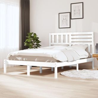 vidaXL Vidaxl - Estructura Cama Doble Sin Colch&oacute;n Madera Pino Blanco 140x190 Cm