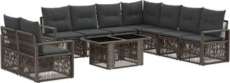 vidaXL Conjunto De Sof&aacute;s De Jard&iacute;n 10 Uds. Gris Y Gris Oscuro Vidaxl