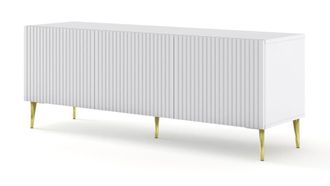 AKL FURNITURE Mueble para TV efecto madera Blanco y Crema LED