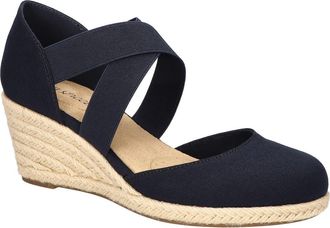 Easy Street Pari Espadrille Platform Wedge in Navy Canvas at Nordstrom, Size 9.5