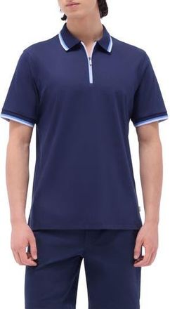 Bugatchi Tipped Quarter Zip Polo in Navy at Nordstrom Rack, Size Xx-Large