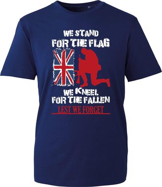 Generic Lest We Forget British Flag Remembrance Day Veteran T-Shirt, Poppy Flower Unisex Kids Adults Top (Navy, 9 Years)