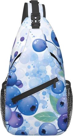 Generic Paint Style Purple Fruit Sling Bag Breathable Cross Body Bag With Zipper Backpack For Outdoors Workout Shopping