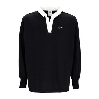 Nike Sportswear Essentials Long Sleeve Polo - Dames - Sportshirts - Zwart - L - Katoen - Fitness