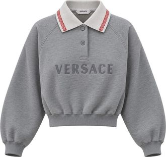 Versace Zweeds met geborduurd logo van katoen-jersey - Dames - Sweatshirts - Grijs - M - Katoen - Hoodies & sweatvesten