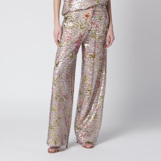 Alberta Ferretti Pantalone con paillettes con motivo floreale