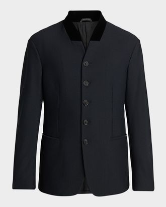 Giorgio Armani Men & apos;s Rice Stitch Stand-Collar Blazer