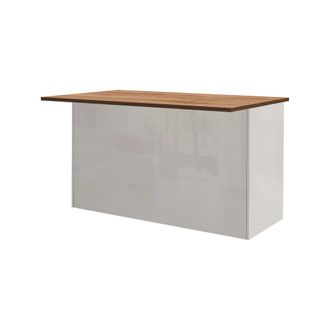 Dmora Isla de cocina imitaci&oacute;n madera blanco brillante, roble 155x90h90 cm