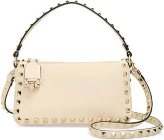 Valentino Garavani Small Rockstud Leather Shoulder Bag in Light Ivory at Nordstrom