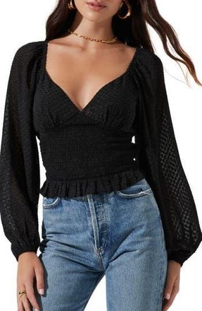 ASTR the Label Sequin Check Blouse in Black at Nordstrom Rack, Size Medium