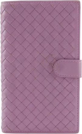 Bottega Veneta Pre-owned Intrecciato Nappa Bifold Portemonnee - Dames - Vintage Accessoires - Paars - ONE Size - Leer - Vintage