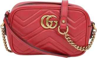 Gucci Pre-owned Cross Body Bags, female, Red, Size: ONE SIZE Pre-owned GG Marmont Mini Shoulder Crossbody