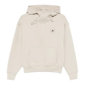 adidas Adidas by Stella McCartney, Long Sleeve Training Tops, female, Beige, Size: L Half-Zip Hoodie