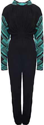 Prada Womens Sable W Jacq Knit L/S And Collar Long Jumpsuit in Multicoloured - Green - Size 4 UK