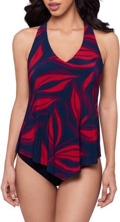 Magic Suit By Miraclesuit Taylor Rossobleu Leaf Print Tankini Top in Blue Multi at Nordstrom, Size 10