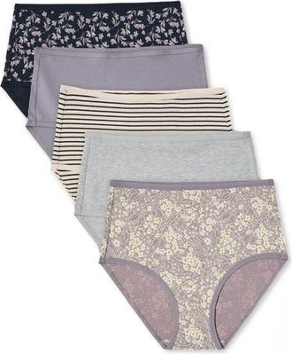 Pact Everyday High Rise Brief 5-Pack in Lavender Petals at Nordstrom, Size X-Small